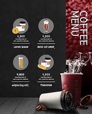 PSD 템플릿 편집 표지디자인 북디자인 출판디자인 내지 커피 음료 빵 리플렛 2단접지 북커버 팜플렛 사람없음 원두 연기 도넛 가격 메뉴 메뉴판 테이크아웃컵 이미지템플릿 음식 디저트 컵 파일형식