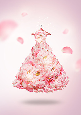 PSD 편집 편집이미지 드레스 옷 원피스 패션 꽃잎 분홍색 사람없음 뷰티 옷걸이 이미지편집 꽃 컬러 파일형식