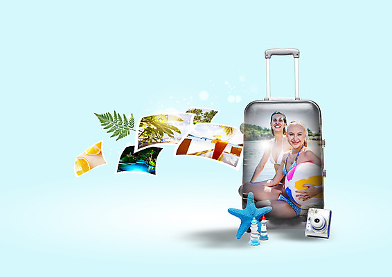 PSD 서양인 편집 편집이미지 여자 여행 오렌지 나뭇잎 불가사리 20대 성인 두명 여름휴가 바캉스 비키니 캐리어 여행가방 비치볼 폴라로이드 성인여자만 이미지편집 외국인 수영복 잎 가방 과일 공 휴가 극피동물 바캉스용품 사람 청년 카메라 여자만 성인만 파일형식 여름_계절