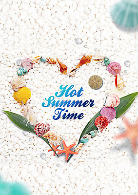 PSD 편집 편집이미지 여행 조개 나뭇잎 불가사리 사람없음 여름 여름휴가 바캉스 조약돌 물방울 하트 소라 하트프레임 이미지편집 모양 계절 잎 휴가 어패류 극피동물 프레임 돌_바위 파일형식 여름_계절