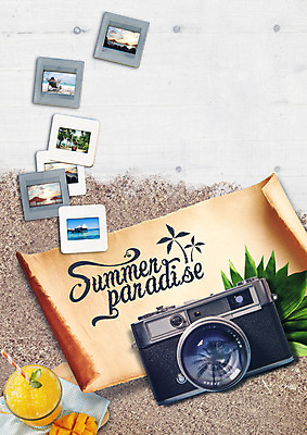 PSD 편집 편집이미지 종이 음료 여행 액자 한명 성인 해변 컵 여름 여름휴가 바캉스 카메라 선베드 망고 기념사진 이미지편집 1 식기 계절 바다 의자 휴가 사람 전자제품 열대과일 파일형식 여름_계절