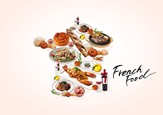 PSD 편집 편집이미지 접시 음식 지도 와인잔 오렌지 스테이크 사람없음 와인 다양 프랑스 바게트 바닷가재 와인병 피클 치킨샐러드 프랑스음식 이미지편집 식기 유럽 빵 다수 술잔 과일 병_용기 주류 서양음식 샐러드 가재 절임 파일형식