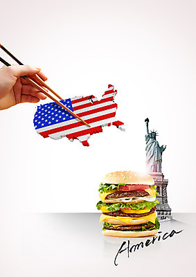 PSD 편집 편집이미지 손 지도 젓가락 한손 한명 신체부위 미국 햄버거 성조기 자유의여신상 미국지도 이미지편집 1 북아메리카 패스트푸드 수저 사람 세계문화유산 국기 파일형식