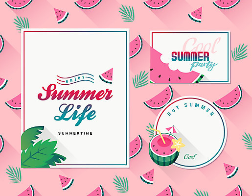 배너 패턴 일러스트 나뭇잎 여름음식 수박 빨대 사람없음 여름 엽서 제철음식 제철과일 과채 국내일러스트 AI파일 계절 음식 잎 무늬 채소 과일 편지 제철 파일형식 벡터 여름_계절