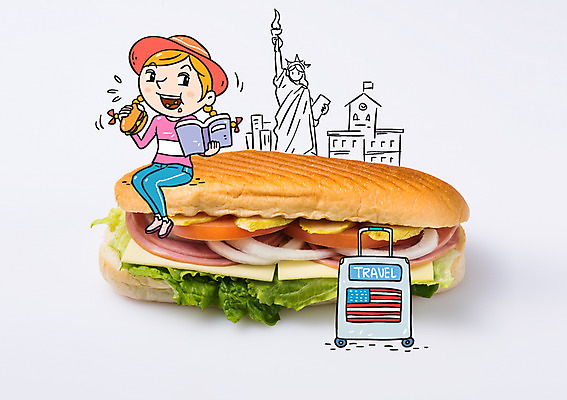 편집이미지 여자 빵 해외여행 포토일러 샌드위치 한명 책 여행객 캐리어 자유 성조기 먹기 자유의여신상 이미지편집 AI파일 1 해외 음식 여행 컨셉 모션 사람 여행가방 미국 세계문화유산 국기 파일형식 벡터