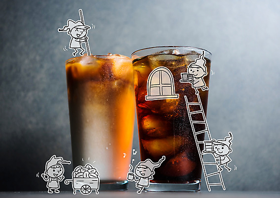 편집이미지 여자 남자 어린이 사다리 포토일러 잔 요정 여러명 원두 시원함 아이스커피 아이스아메리카노 카페라떼 이미지편집 AI파일 식기 커피 다수 사람 도구 아메리카노 라떼 파일형식 벡터