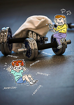 편집이미지 남자 몸매관리 다이어트 포토일러 건강 성인 두명 수건 운동 건강관리 헬스 아령 윗몸일으키기 힘듦 이미지편집 AI파일 컨셉 관리 사람 위생용품 파일형식 벡터