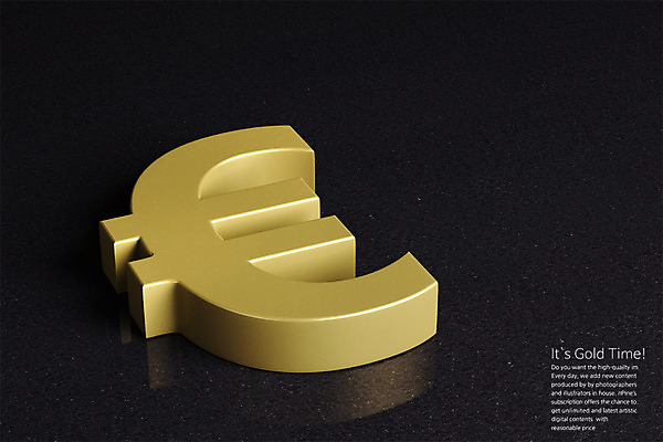PSD 편집 편집이미지 사람없음 3D 금색 유로 화폐기호 황금 디지털합성 오브젝트 편집소스 편집3D 기호 컬러 돈 화폐 파일형식