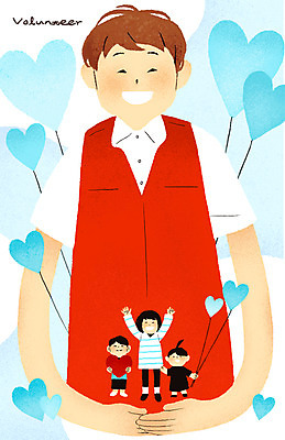 전신 PSD 여자 남자 어린이 일러스트 안기 사랑 서기 웃음 여러명 상반신 성인 하트 봉사 자원봉사자 풍선 국내일러스트 모양 감정 다수 모션 표정 사람 도움 파일형식