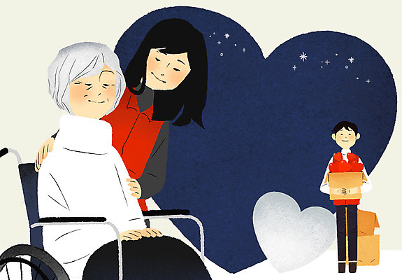 전신 PSD 여자 노년 남자 일러스트 사랑 서기 웃음 들기 앉기 상반신 성인 세명 상자 하트 봉사 자원봉사자 휠체어 국내일러스트 모양 감정 모션 표정 사람 도움 파일형식