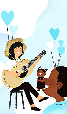 전신 PSD 외국인 여자 남자 어린이 흑인 연주 일러스트 하늘 사랑 서기 웃음 앉기 상반신 성인 세명 공연 기타 하트 봉사 자원봉사자 해외봉사 국내일러스트 모양 서양인 감정 음악 모션 현악기 표정 사람 인종 이벤트 도움 파일형식