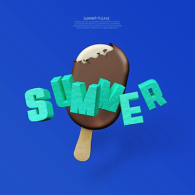 PSD 편집이미지 대문자 아이스크림 타이포그라피 사람없음 그래픽 여름 3D 디지털합성 막대아이스크림 초코맛 초코아이스크림 디지털아트 편집3D 문자 영어 계절 디저트 초콜릿 맛 파일형식