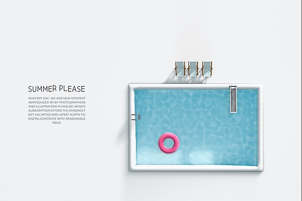 PSD 편집이미지 백그라운드 수영장 사람없음 그래픽 물 여름 3D 디지털합성 선베드 튜브 디지털아트 편집3D 자연요소 계절 의자 파일형식