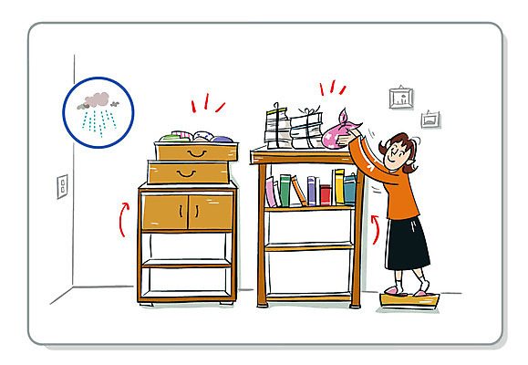 전신 옷 여자 일러스트 책장 한명 성인 책 비 자연재해 서랍장 예방 장마 호우 국내일러스트 AI파일 자연요소 1 가구 날씨 사람 비_날씨 재해 파일형식 벡터