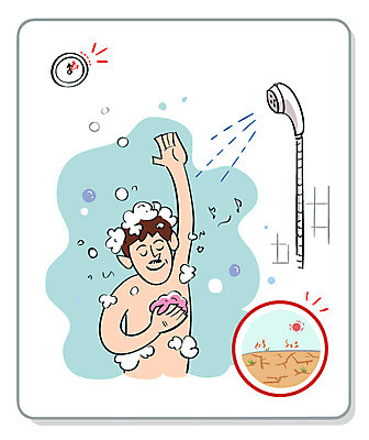 남자 일러스트 한명 상반신 성인 물 목욕 거품 시간 절약 자연재해 샤워기 가뭄 국내일러스트 AI파일 자연요소 1 컨셉 날씨 사람 청결 재해 파일형식 벡터