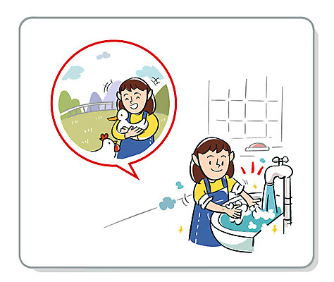 여자 어린이 일러스트 안기 오리 상반신 야외 두명 물 농장 청결 닭 화장실 수도 조류독감 국내일러스트 AI파일 자연요소 농업 모션 조류 사람 위생 전염병 파일형식 벡터