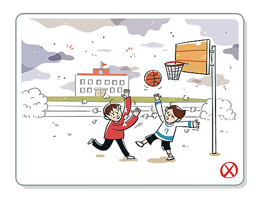 전신 남자 어린이 일러스트 학교 농구 야외 두명 운동장 자연재해 농구대 황사 미세먼지 국내일러스트 AI파일 교육 스포츠시설 사람 구기 공간 골대 재해 먼지 파일형식 벡터