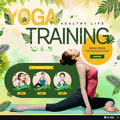 PSD 템플릿 여자 웹템플릿 요가 나뭇잎 팝업 이벤트팝업 웹팝업 건강 이벤트 여러명 20대 성인 운동 한국인 성인여자만 이미지템플릿 웰빙 다수 잎 사람 동양인 청년 여자만 성인만 파일형식