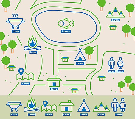 나무 아이콘 지도 산 사람모양 텐트 어류 사람없음 여름 세트 사무실 캠핑 모닥불 화장실 집가 2D아이콘 AI파일 모양 식물 계절 비즈니스 불 레저 캠핑도구 한자 수중동물 파일형식 벡터
