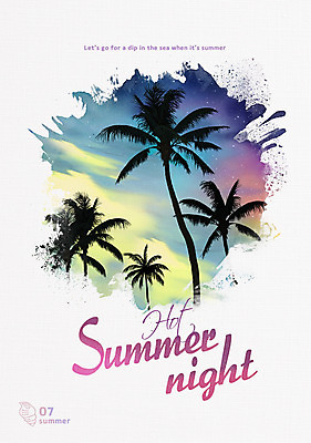 PSD 나무 영어 별 일러스트 캘리그라피 수채화 사람없음 여름 야자수 감성 필기체 레터링 국내일러스트 자연요소 식물 문자 계절 컨셉 파일형식