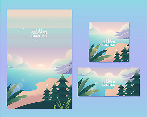 나무 구름 배너 바다 백그라운드 잎 일러스트 자연 아침 날씨 산 텐트 해변 사람없음 여름 태양 새벽 풀 국내일러스트 AI파일 주간 자연요소 식물 계절 캠핑도구 생태계 파일형식 벡터