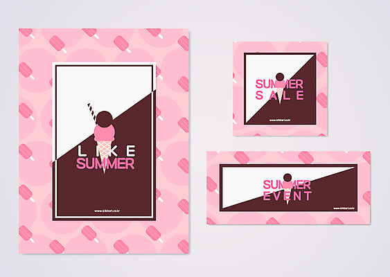 도형 배너 포스터 패턴 일러스트 아이스크림 이벤트 사람없음 여름 라벨 세일 과자 초콜릿 국내일러스트 AI파일 계절 무늬 디저트 프레임 파일형식 벡터