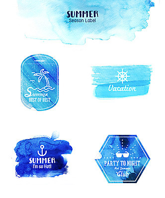 일러스트 사람없음 여름 파란색 세트 선글라스 야자수 라벨 닻 국내일러스트 AI파일 나무 계절 안경 컬러 프레임 파일형식 벡터