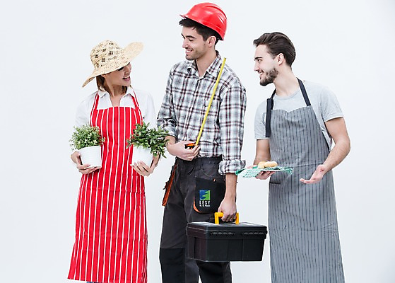 포토 JPG 스튜디오촬영 서양인 외국인 모자 여자 남자 화분 빵 실내 줄자 서기 웃음 상반신 20대 성인 앞모습 세명 앞치마 안전모 공구함 정비공 제빵사 플로리스트 성인만 국내포토 직업 잡화 음식 뷰포인트 모션 표정 자 사람 인종 청년 내부 공구 기술자 헬멧 안전장비 파일형식