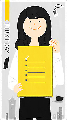 PSD 여자 일러스트 회사 한명 서기 미소 상반신 성인 노트북 직장인 비즈니스우먼 신입사원 사원증 신입 의욕 입사 체크리스트 국내일러스트 직업 1 비즈니스 모션 표정 사람 전자제품 파일형식