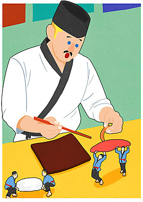 전신 PSD 남자 포스터 일러스트 서기 여러명 상반신 성인 요리사 초밥 소인국 일식요리사 일본음식 국내일러스트 직업 음식 다수 모션 사람 파일형식