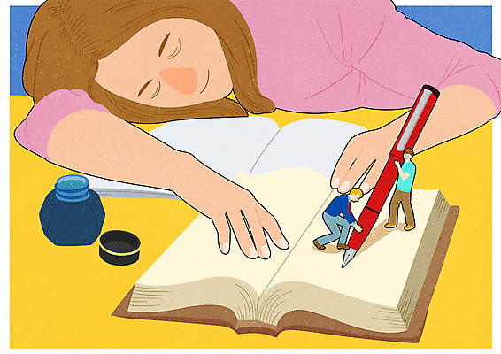 전신 PSD 여자 남자 포스터 일러스트 잉크 서기 앉기 상반신 성인 책 세명 만년필 기록 낮잠 소인국 국내일러스트 모션 사람 펜 잠 파일형식