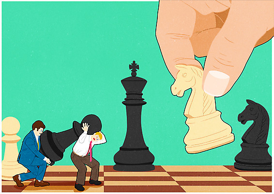 전신 PSD 손 남자 포스터 일러스트 들기 성인 두명 신체부위 직장인 비즈니스맨 운반 체스말 체스 체스판 소인국 국내일러스트 직업 비즈니스 모션 놀이 사람 말_게임 파일형식