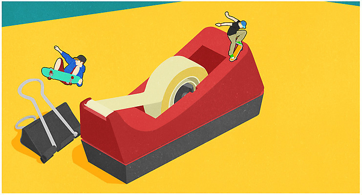 전신 PSD 남자 포스터 일러스트 성인 두명 사무용품 스케이트보드 클립 스카치테이프 소인국 국내일러스트 문구용품 사람 보드_스포츠 테이프 파일형식