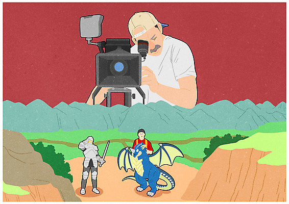 전신 PSD 남자 포스터 일러스트 상반신 성인 세명 판타지 촬영 용 중세기사 카메라맨 소인국 특수효과 국내일러스트 상상 사람 사진사 파일형식 효과