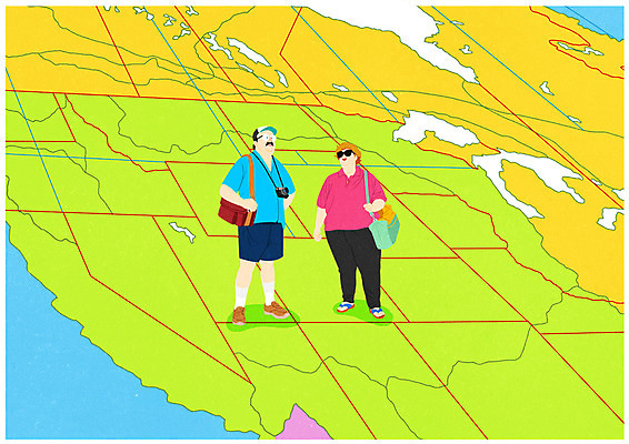 전신 PSD 부부 여자 남자 포스터 여행 세계지도 일러스트 서기 성인 두명 여행객 소인국 국내일러스트 커플 지도 모션 사람 세계 파일형식