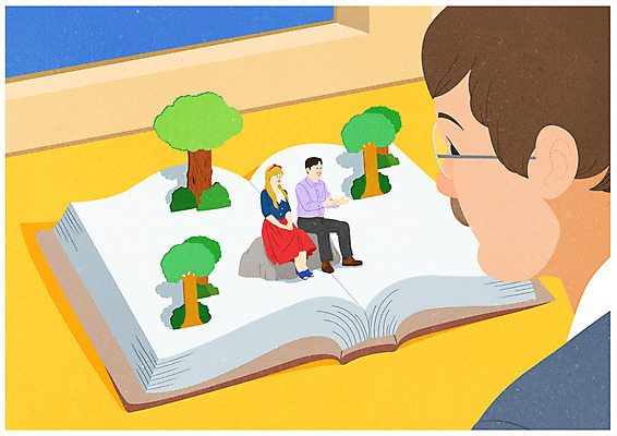 전신 PSD 나무 여자 남자 포스터 일러스트 이야기 서기 앉기 상반신 성인 책 세명 동화책 소인국 국내일러스트 식물 모션 사람 파일형식