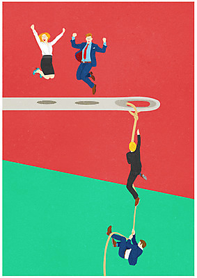 전신 PSD 여자 남자 포스터 일러스트 성공 서기 여러명 성인 점프 기쁨 직장인 비즈니스맨 비즈니스우먼 소인국 클라이밍 국내일러스트 직업 감정 다수 컨셉 비즈니스 모션 사람 등반 파일형식