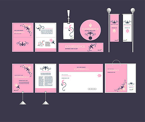 템플릿 배너템플릿 분홍색 이벤트 사람없음 세트 쇼핑백 현수막 전단 엽서 초대장 패키지 사원증 당초문 박람회 손부채 기업홍보 소봉투 행사세트 행사템플릿 AI파일 문양 배너 컬러 가방 비즈니스 편지봉투 카드_감사 편지 홍보물 파일형식 벡터