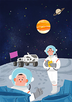 전신 PSD 응시 남자 일러스트 서기 상반신 성인 두명 우주 우주비행사 달 기록 우주복 분화구 탐사 토성 목성 우주탐사 국내일러스트 자연요소 시선 옷 모션 사람 행성 화산 파일형식