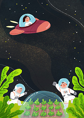 PSD 여자 남자 어린이 일러스트 상상 웃음 성인 세명 농작물 우주 농사 공간 우주비행사 우주선 우주복 탐사 우주탐사 국내일러스트 옷 농업 표정 사람 파일형식