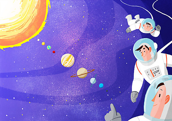 전신 PSD 남자 별 일러스트 상반신 성인 세명 태양 우주 행성 우주비행사 관찰 우주복 태양계 탐사 우주탐사 국내일러스트 자연요소 옷 모션 사람 파일형식