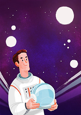 PSD 남자 별 일러스트 한명 서기 상반신 성인 우주 행성 우주비행사 자신감 우주복 탐사 우주탐사 국내일러스트 자연요소 1 옷 감정 모션 사람 파일형식