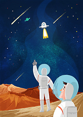 전신 PSD 남자 일러스트 상반신 성인 두명 우주 행성 우주비행사 유성 발사 우주선 우주복 탐사 우주탐사 국내일러스트 옷 사람 파일형식