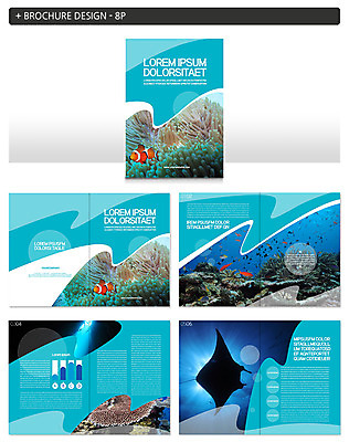템플릿 ZIP 바다 여러마리 어류 팜플렛 사람없음 바닷속 가오리 흰동가리 인디자인 INDD 이미지템플릿 다수 수중 수중동물 파일형식