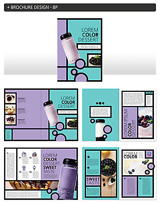 템플릿 ZIP 음료 디저트 팜플렛 사람없음 블루베리 블루베리라떼 인디자인 INDD 이미지템플릿 음식 과일 라떼 파일형식