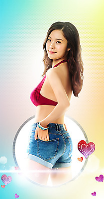 PSD 편집이미지 여자 신체 반바지 한명 서기 웃음 상반신 20대 성인 옆모습 섹시 한국인 하트 뒤돌아보기 몸매 핫팬츠 성인여자한명만 이미지편집 모양 1 뷰포인트 컨셉 바지 모션 표정 사람 동양인 청년 여자한명만 성인여자만 파일형식