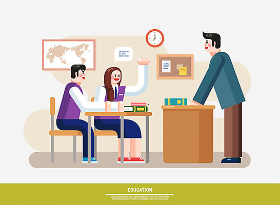 전신 학생 여자 교육 남자 교복 시계 일러스트 청소년 수업 서기 앉기 성인 책 세명 손들기 교사 인포그래픽 질문 교탁 국내일러스트 AI파일 직업 옷 모션 사람 파일형식 벡터