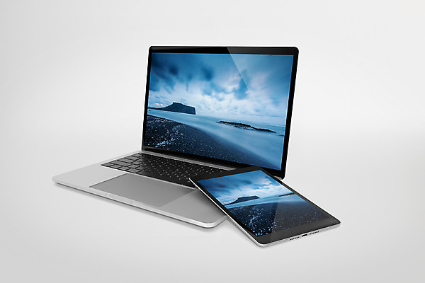 PSD 편집 편집이미지 사람없음 노트북 스마트기기 태블릿 3D 스크린 웹 두개 스마트 디지털합성 목업 편집3D 컨셉 2 인터넷 전자제품 파일형식