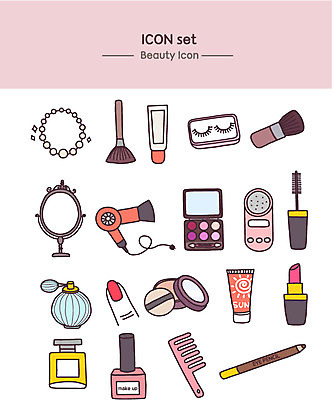 아이콘 장신구 사람없음 뷰티 화장품 거울 립스틱 머리빗 드라이어 속눈썹 선크림 라인아이콘 향수 매니큐어 손거울 메이크업브러쉬 2D아이콘 AI파일 붓 미용용품 눈썹 파일형식 벡터