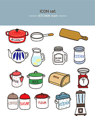 아이콘 그릇 주전자 주방용품 도마 저울 사람없음 용기 냄비 믹서 물병 라인아이콘 2D아이콘 AI파일 식기 생활용품 솥 물통 파일형식 벡터